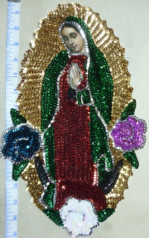 Virgen of Guadalupe 15" (38cm)Sequins Patch