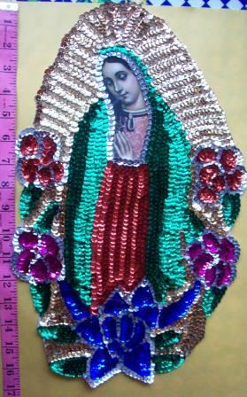 Virgen of Guadalupe Big 17" Sequins Patch 44cm