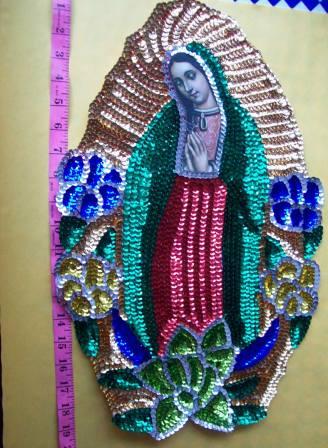 Virgen of Guadalupe jumbo 20\" Sequins Patch