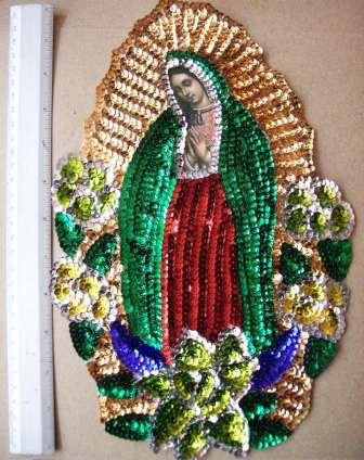 Virgen of Guadalupe Big 12\" Sequins Patch